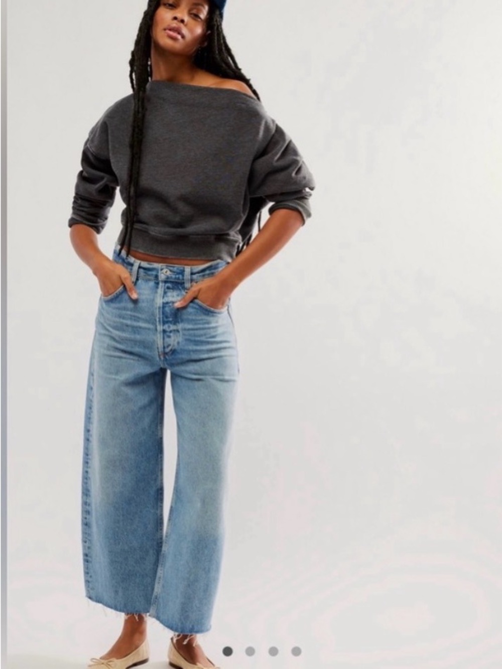 Citizens of Humanity Cropped Frayed Ayla Wide Leg Jean - Sz 31